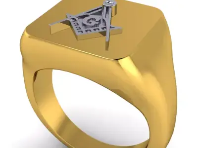 Creative men Signet Masonic ring Plain  hotstyle 3D print model 3D print model