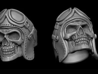 biker skull ring 3D print model