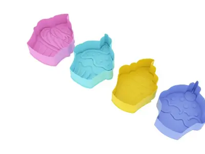 Cupcake Cookie Cutters With Stamp Cake 3D print model