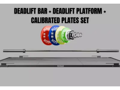 Deadlift Bar Platform Calibrated Plates Complete Set 3D model
