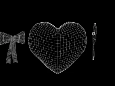 Pillow - Heart Red 3D Model 3D model