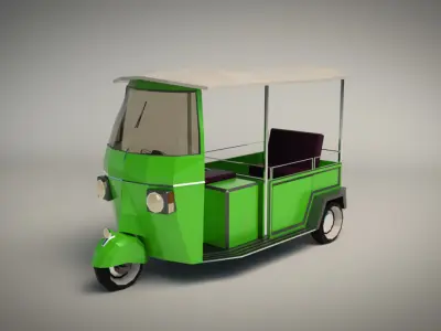 Low Poly Auto Rickshaw Low-poly 3D model