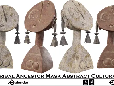 Tribal Ancestor Mask Abstract Cultural Low-poly 3D model