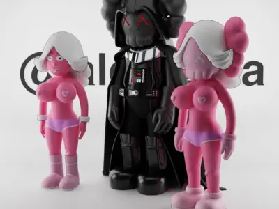 Kaws Darth Vader and Pink Twins Textured Low-poly 3D model