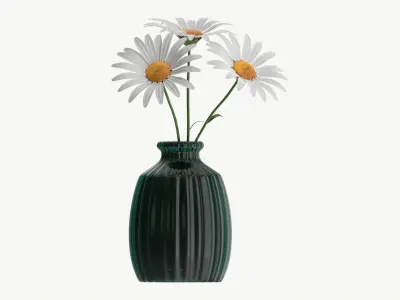 Vase with daisies 3D model