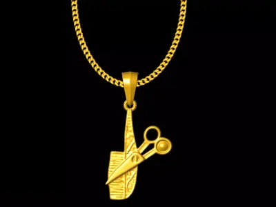 scissors comb pendant charms - one inch pendant 3D print model