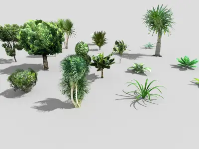 low poly foliage pack Low-poly 3D model