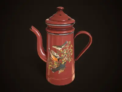 Old classic coffee kettle Low-poly 3D model