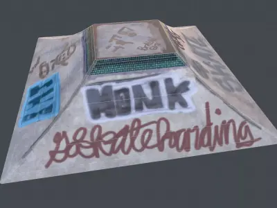 skatepark ramp tagged and cleaned Low-poly 3D model
