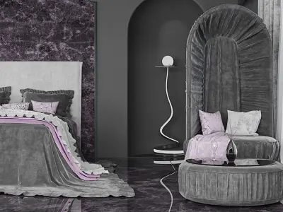 purple bedroom 3D model