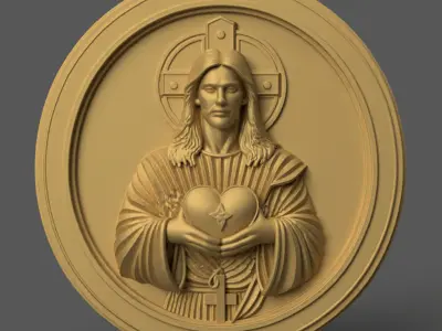 3D Jesus Heart Wall Art STL for Home Decor and Gifts 3D print model
