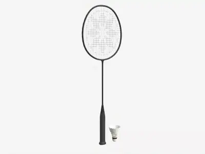 Badminton Racquets with Shuttlecock 3D model