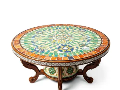 Mosaic Round Table Model Pack Low-poly 3D model