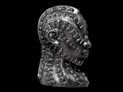 modern abstract robotic human head a165 3D print model