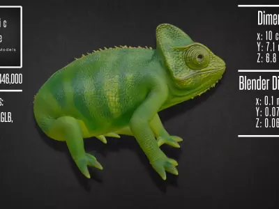 Realistic Chameleon Model 3D model