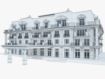 Luxury Hotel Building 02  Low-poly 3D model
