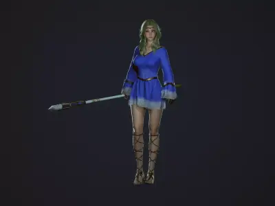 Sky Wizard Girl - Game Ready Character Low-poly 3D model