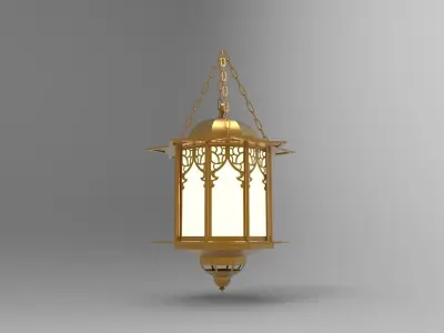 lantern S brass hanging on chain 3D model