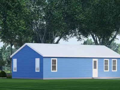 Barndominium Tiny House Exterior  Compact Barn Style Modern Home 3D model