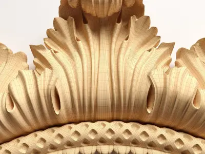 Carved round frame with acanthus leaves 3D model