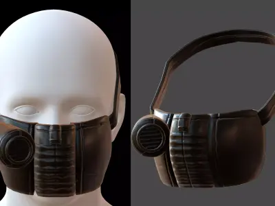 Gas mask helmet 3d model scifi Low-poly  Low-poly 3D model 82