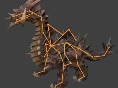 A Brown Dragon Rigged 3D model