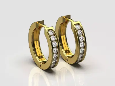 Diamond Hoop Earrings  011411 3D print model