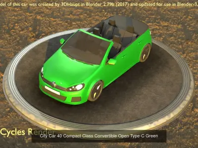 City Cars All Types A B C D E Green 3D Model Pack