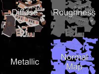 Victorian Peach House model pack Low-poly 3D model