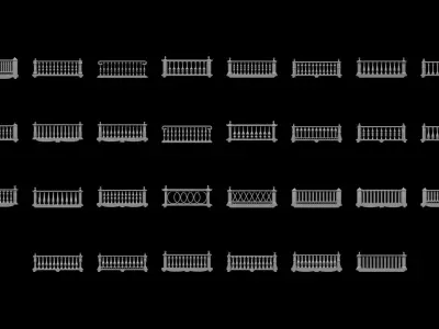 Traditional Balcony Railings Base Mesh Vol 1 Low-poly 3D model