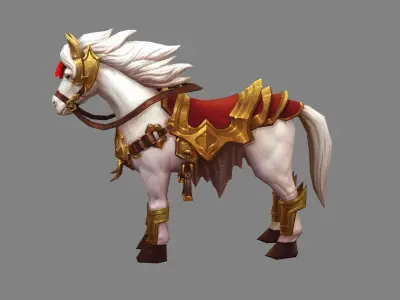 Cartoon white horse mount Low-poly 3D model purchase