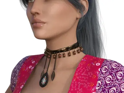 Antique gold necklace Low-poly 3D model