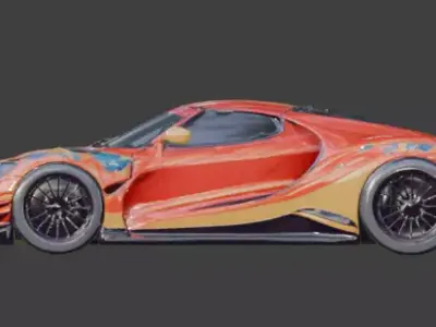 Orange Red Sporty Race Car 3D Model Low-poly 3D model