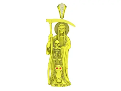 A00 Gothic Grim Reaper Skeleton Pendant Jewelry 3D Model 3D print model