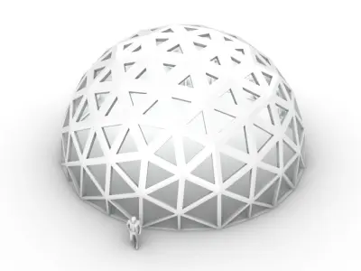 Geodesic Dome with Dynamic Perforations and glass panels 3D model