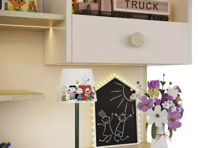 Childrens furniture with toys and decor 02 3D model