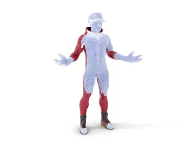 Sleek Athletic Male Character in Red Suit Rigged and Animated Low-poly 3D model