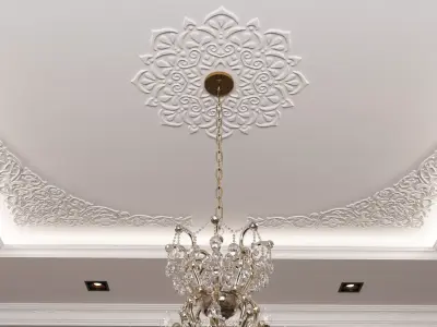 Classic Gypsum Ceiling with Luxurious Decorative Elements 3D model