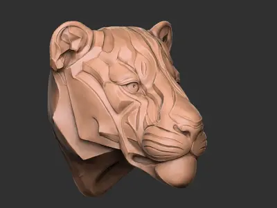 Tiger head wall decoration statue 3D print model