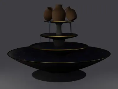 Fuente fountain with three vases on top Free 3D model