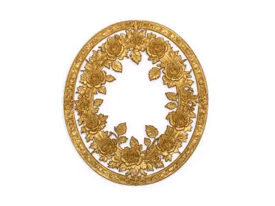 Classic circular carved decor ornament 15  3D model