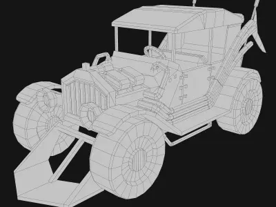 Steampunk - Low Poly 3D Car Model Low-poly 3D model