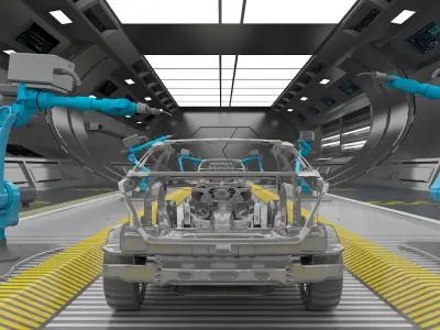 Automobile production line 3D model