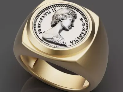 Elizabeth II Canadian Gold Coin ring printable jewelry 3D print model