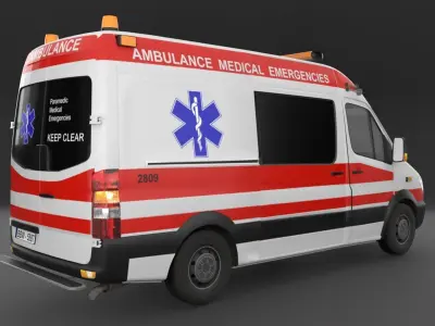 Ambulance Rigged Low-poly 3D model
