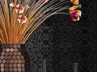 Tableware flowers in vase 3D model