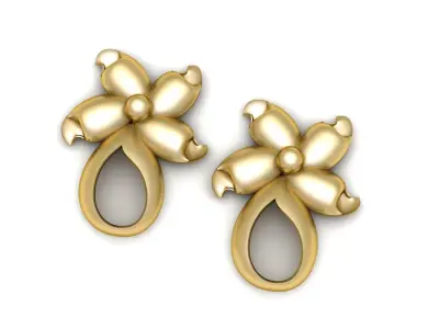 GOLD FLOWER EARRING 3D PRINTABLE MODEL 3D print model