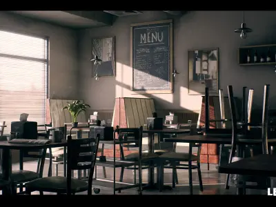 Restaurant Cafe Mega Bundle Low-poly 3D model