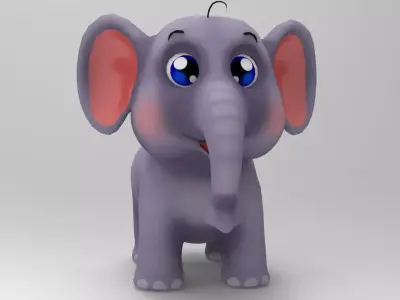 Elephant Cartoon Low-poly 3D model get