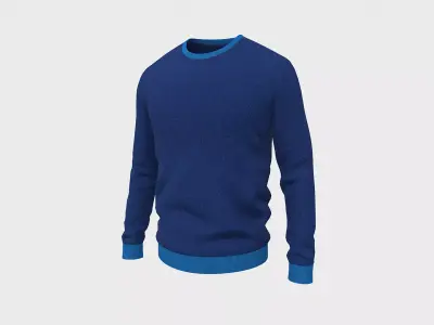 Sweater Full Sleeves Blue Low-poly 3D model